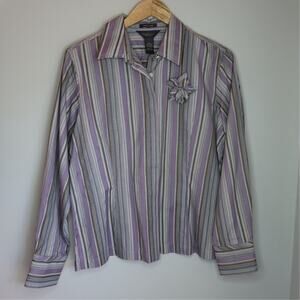 Van Heusen Vintage Striped Button Down Shirt L Purple Y2K Indie